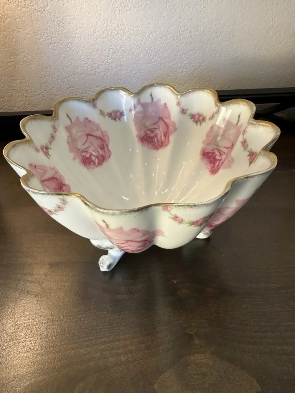 Antique c.1904-1924 Schwarzburg German Porcelain Footed Rose Bowl - Gold Trim